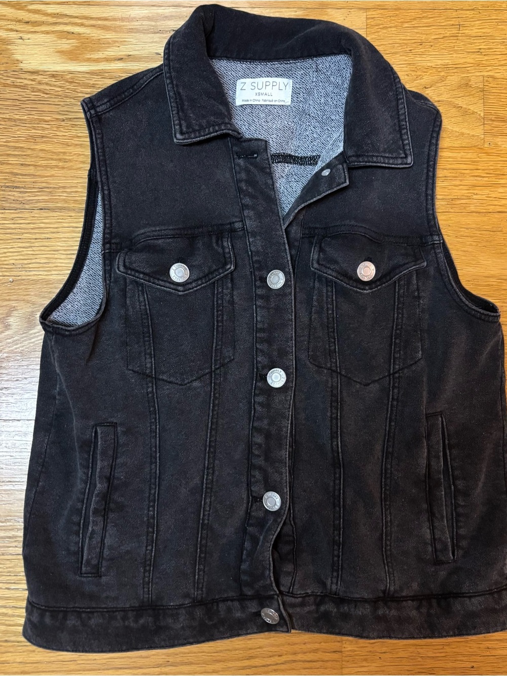 Evereve Z Supply Black Knit Preppy Layers  Outdoor Lightweight Moto Vest XS